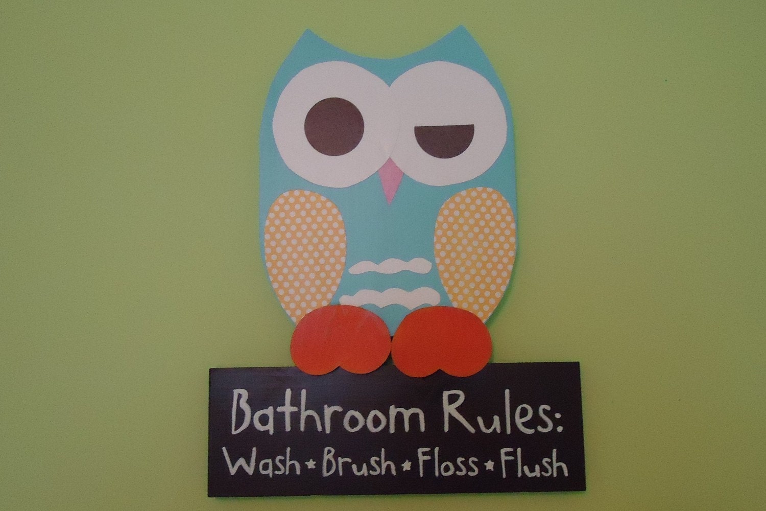 Owl Bathroom Decor Wooden Owl Bathroom Rules Sign