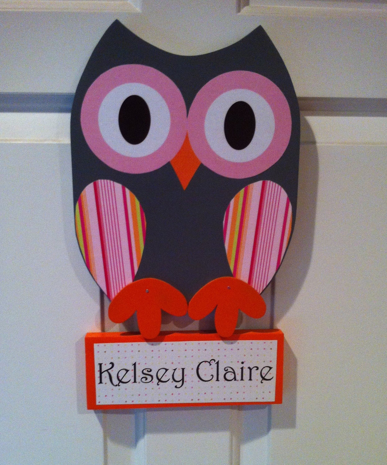 Owl Door Hanger with Name Sign Personalized Owl Nursery Decor
