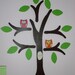 Wooden Tree with 2 owls 2 birds and 10 leaves real wood personalized wall decor