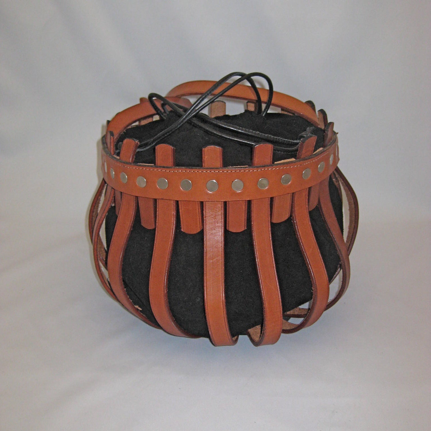 SALE- Half Price -Leather Shoulder Crossbody Medieval Drawstring Bag-The Avalon