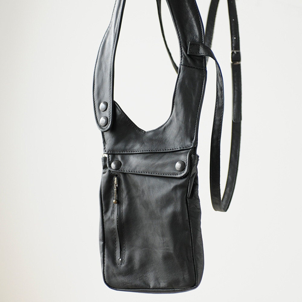 Black Leather Travel Holster/Passport Holder/Travel Bag