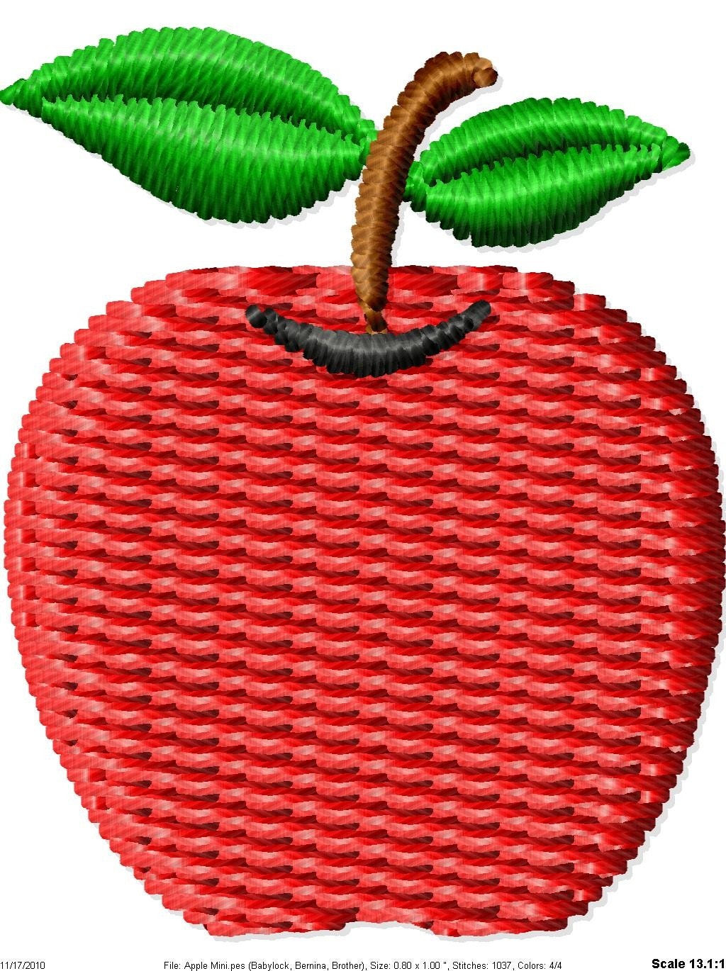 Apple Machine Embroidery Design Mini by SimplySweetEmbroider