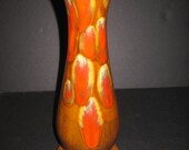 Retro 1960s Bar Harbor Pottery Vase, Wild Orange Yellow Drip Glaze, vintage art pottery from Maine, on Etsy by TheRetroLife