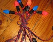 Retro Red and Blue Christmas lights, wooden bead, midcentury 1950s 1960s Christmas, on Etsy by TheRetroLife
