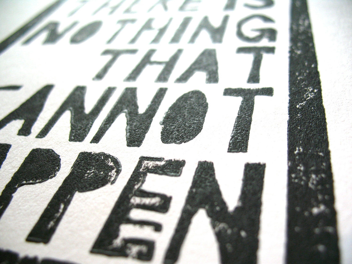 LINOCUT PRINT - There is nothing BLACK letterpress typography poster 8x10