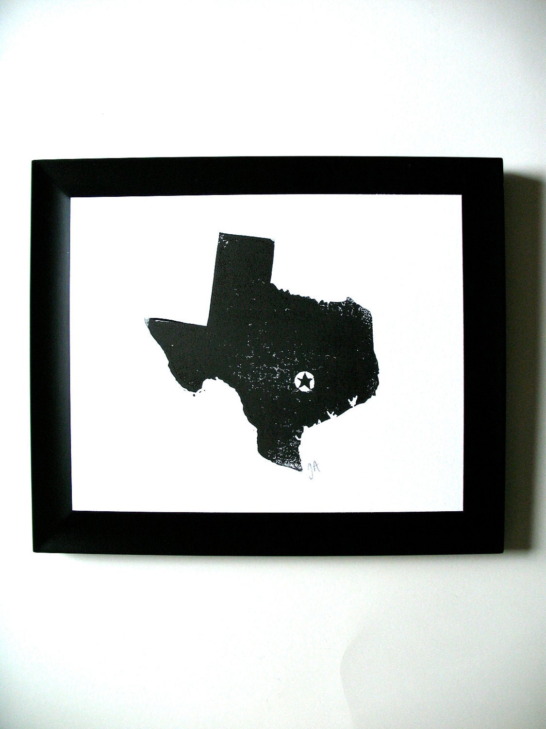 PRINT - Austin TEXAS map - block print 8x10