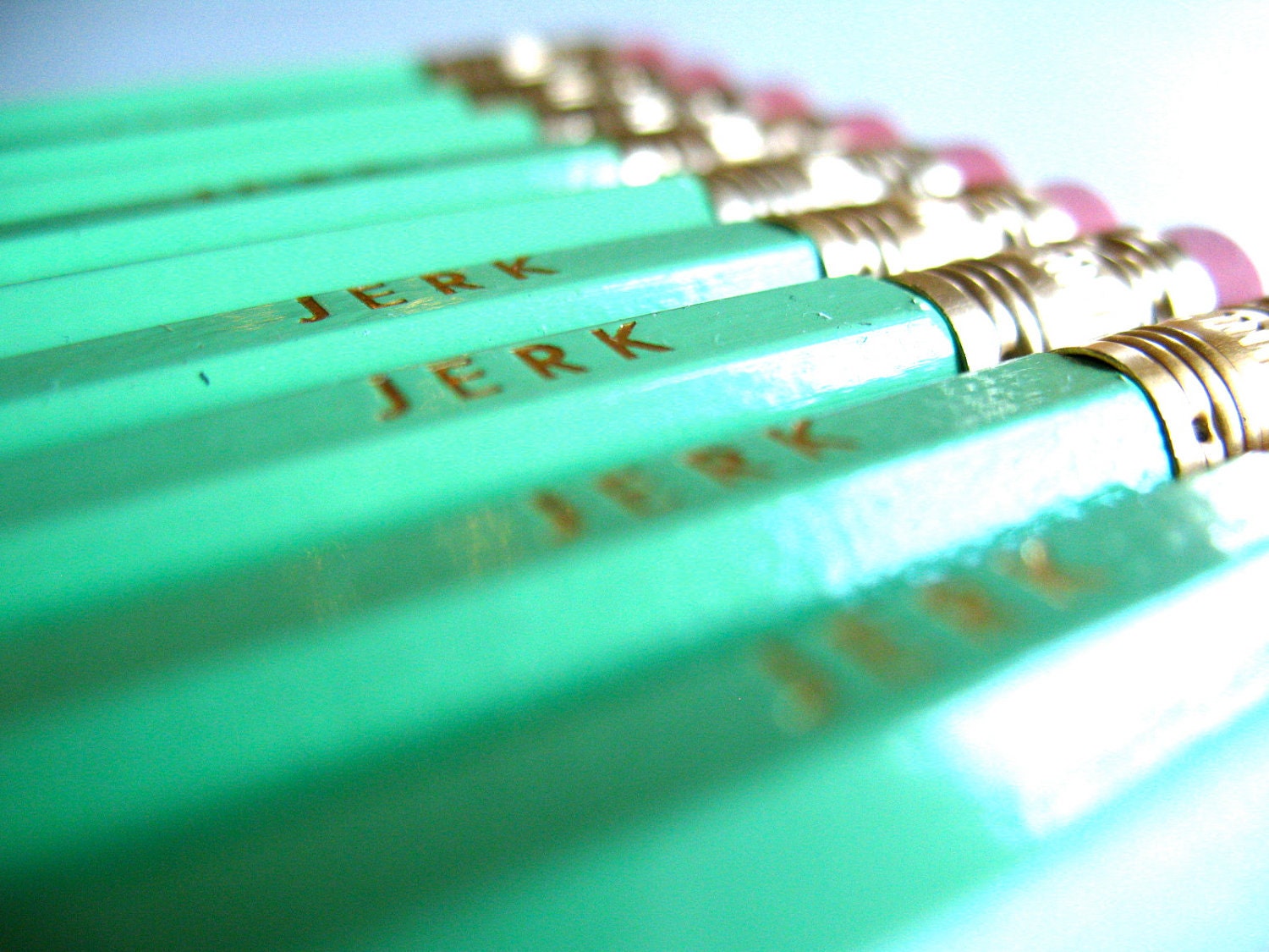 PENCILS (6) JERK - mint green - graphite hex pencils w/ kraft pencil box