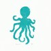 LINOCUT PRINT - Octopus TURQUOISE letterpress poster 8x10