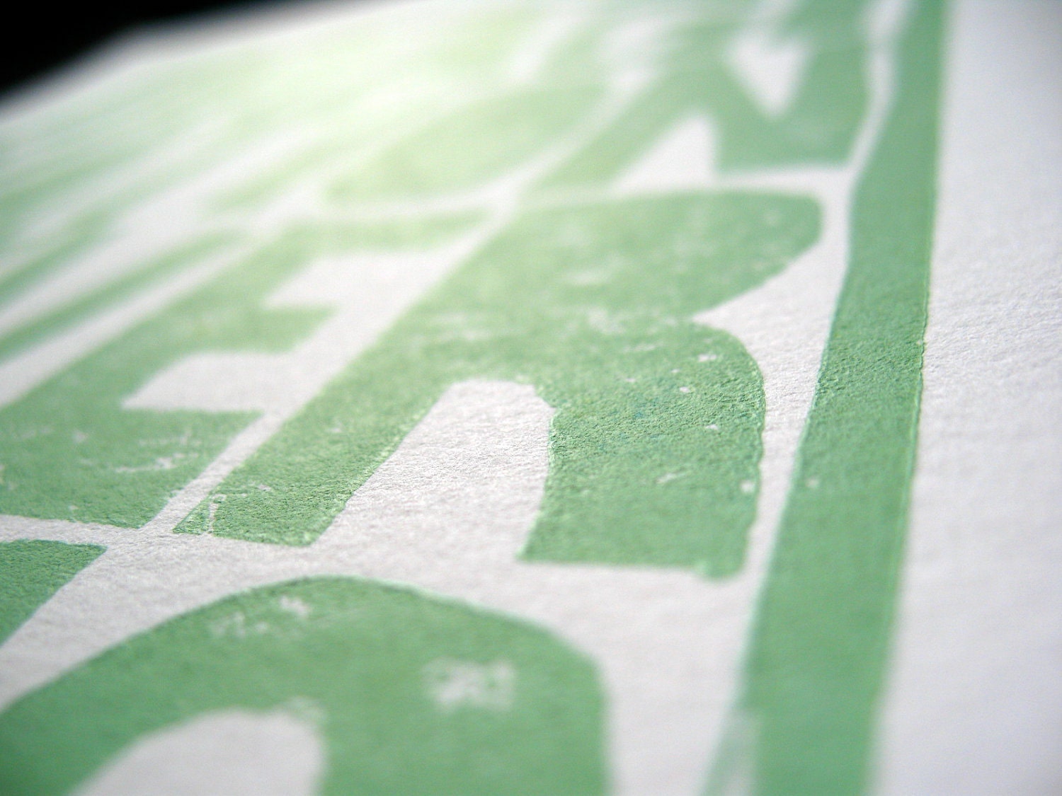 LINOCUT PRINT - Imagination LETTERPRESS sea foam green typography poster 8x10