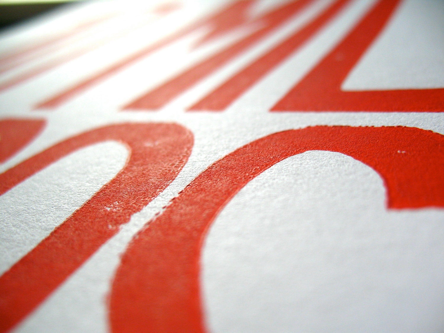 LINOCUT PRINT - 10 mil besos RED / orange block print 8x10 valentine letterpress print