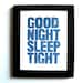 LINOCUT PRINT - Good Night Sleep Tight BLUE letterpress typography poster 8x10