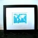 PRINT - world map - robins egg blue linocut 8X10 letterpress poster