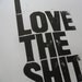 POSTER - I love you... black linocut typography print 10x18 letterpress quote