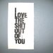 POSTER - I love you... black linocut typography print 10x18 letterpress quote