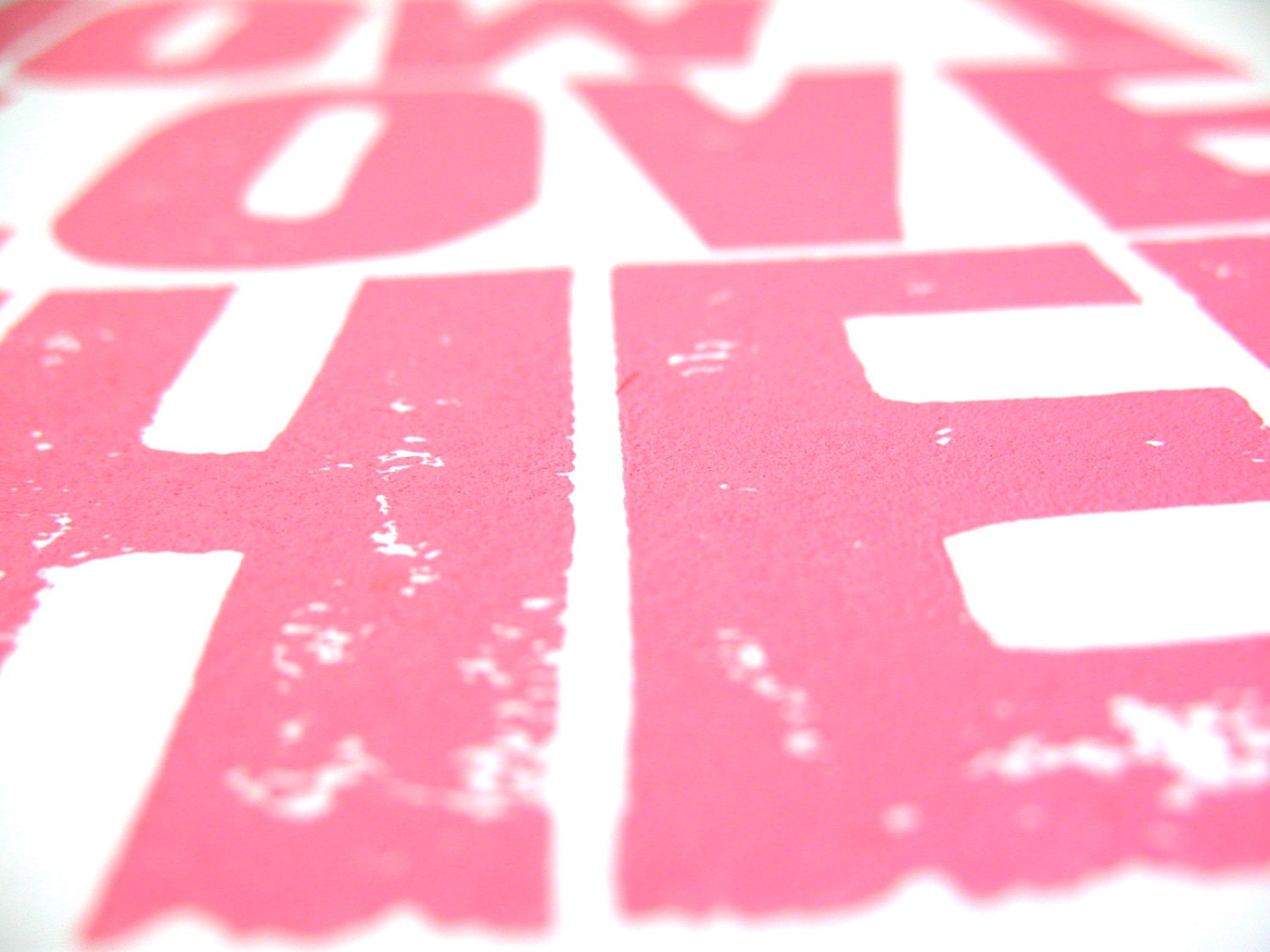 PRINT - Oh How I Love Thee LETTERPRESS pink - typography poster 8x10
