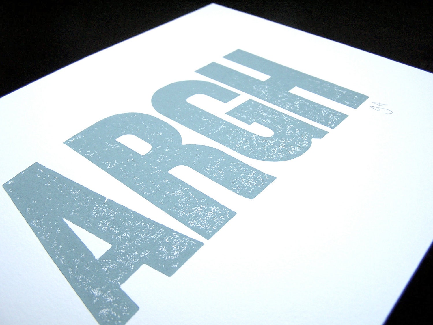 LETTERPRESS PRINT - argh blue grey - letterpress typography poster 8x10