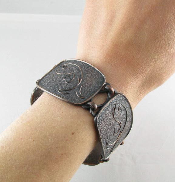 50s copper fish link bracelet