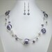 RESERVED - Necklace & Earring Set - Silver Lined Purple/Blue 3-Strand