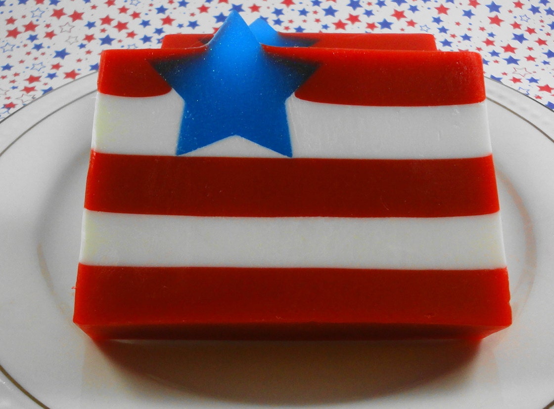 Soap - Hooray for the Red, White and Blue Soap - Glycerin Soap - Summer Soap
