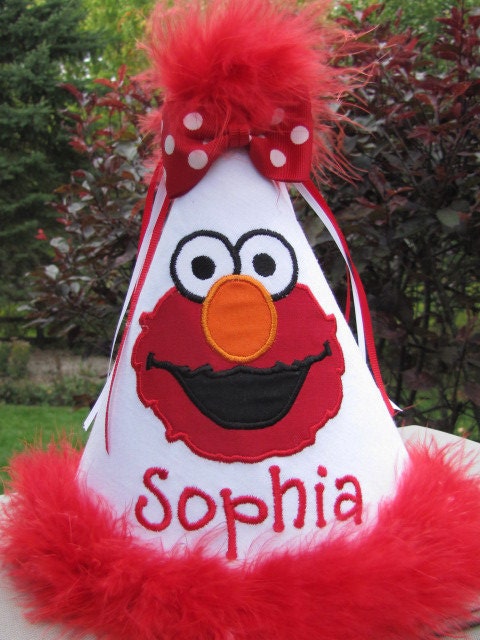 Custom ELMO Birthday Hat for girls and boys.