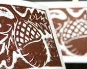 Woodland Acorn Print Raw Art Letterpress