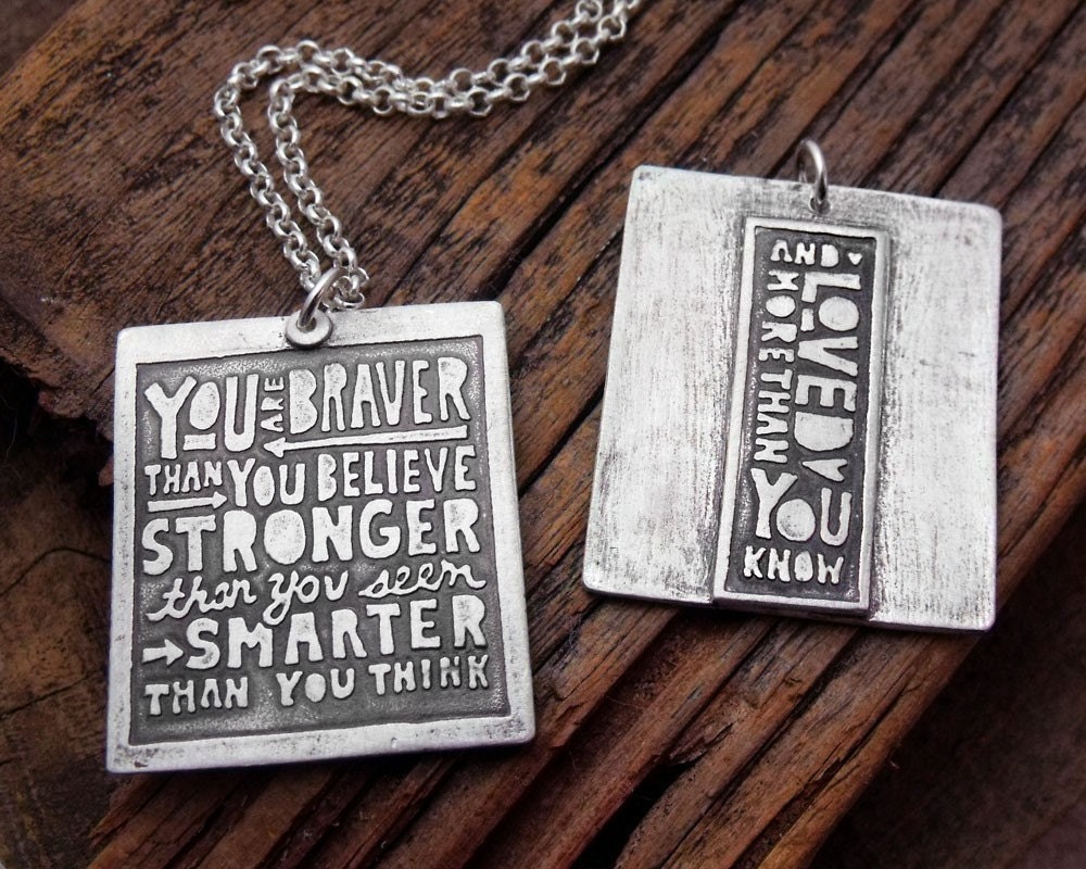 You are Braver than you Believe TYPOGRAPHY POSTER Handmade Letterpress Black and White