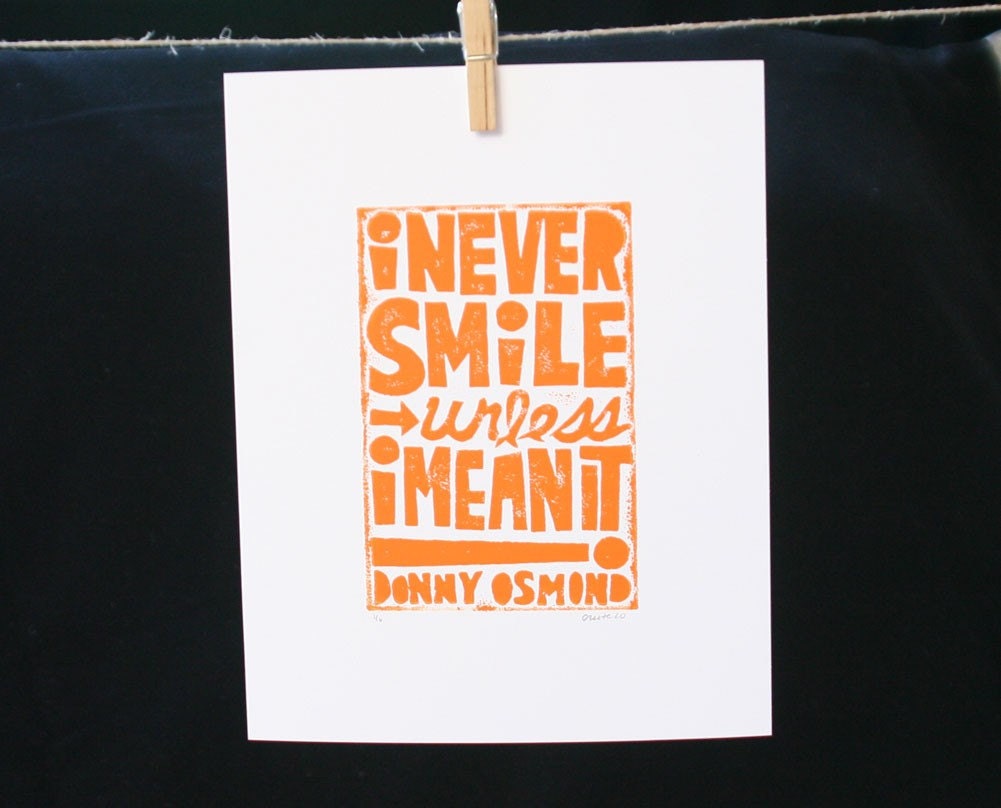 Donny Osmond Smile Motivational Art Quotes Art Print Summer Trends 2012