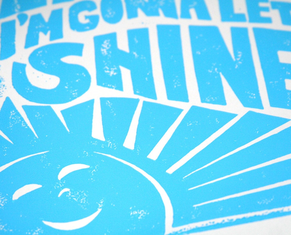 Sunshine, Typography, Wall Art, Nursery Decor, Kitchen Art, Children's room Decor, Raw Art Letterpress, Song, sign