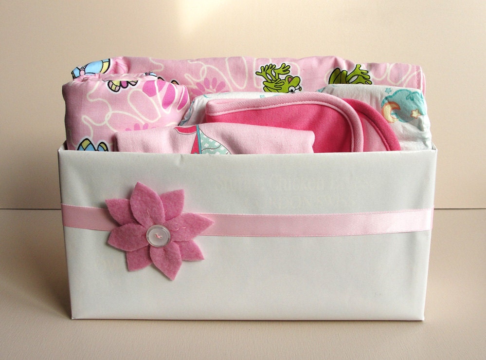 Pink Frogs and Butterflies Baby Gift Set