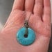 Turquoise Dyed Howlite Donut Sterling Silver Wire Wrapped Necklace OOAK