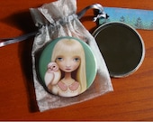 girl and owl pocket mirror - makeup mirror with Elsa by Marisol Spoon