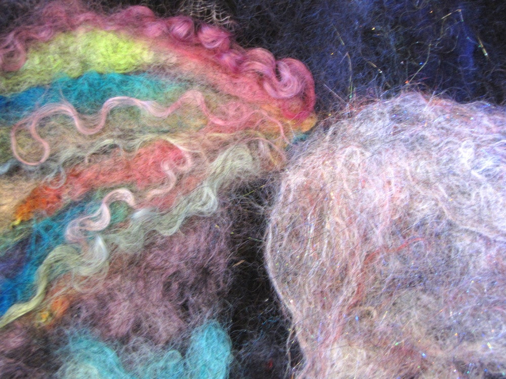 Colorful Sparkly Felted Girl & Unicorn in the Forest of Forever Rug