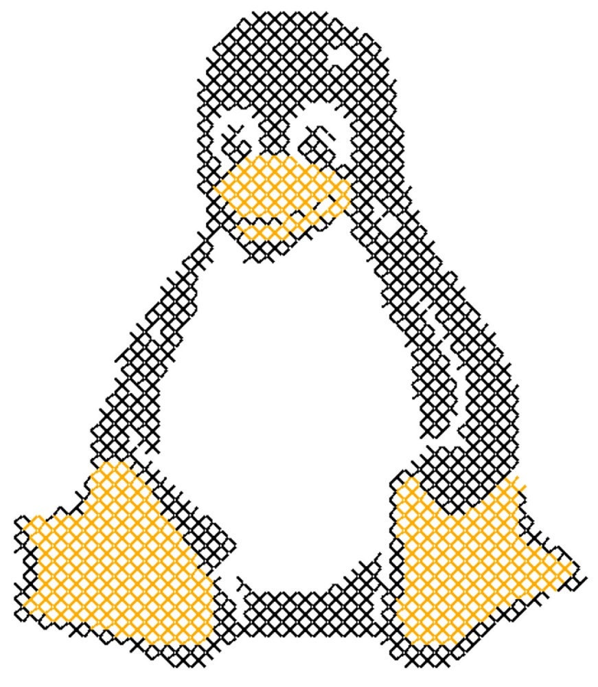 Tux Linux Mascot Shirt Patch Counted Cross Stitch Pattern PDF