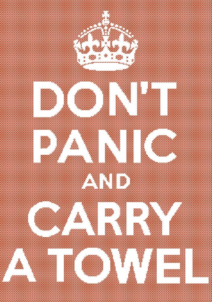 Don't Panic and Carry a Towel Counted Cross Stitch Pattern PDF