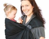 Baby Carrier Ring Sling The original LBD (little black dress) Superwide Baby Basics- Read to Ship in Tall length