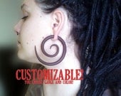 Giant Hippie Gypsy Spiral Polymer Clay Gauged Earrings 6g, 4g, 2g, 0g, 00g, 7/16", 1/2"