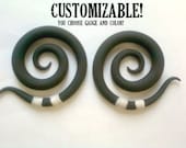Beetlejuice Polymer Clay Gauged Earrings 6g, 4g, 2g, 0g, 00g, 7/16" 1/2"