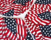 American Flag Wedge Reversible Placemats with circular centerpiece 5 piece set Red White and Blue