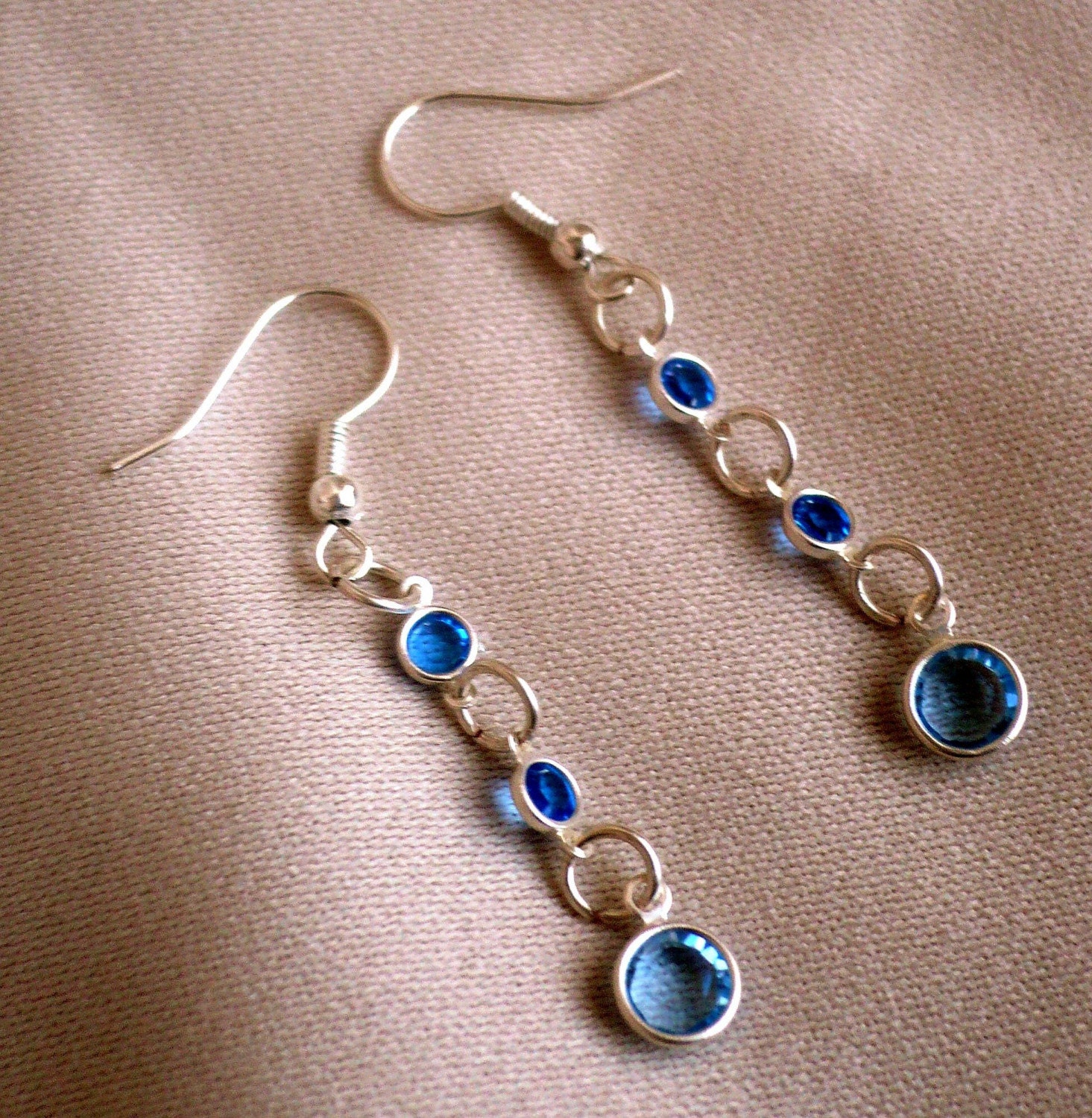 Various Shades of Blue swaorvski Waterfall Necklace and Earrings Set