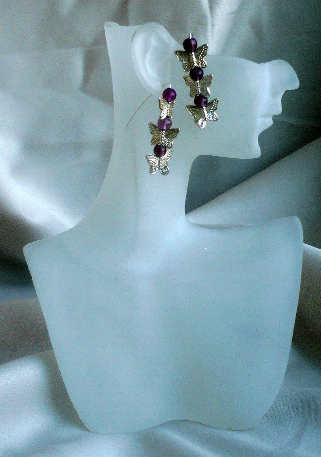 Czech Glass and Silver butterflies Earrings