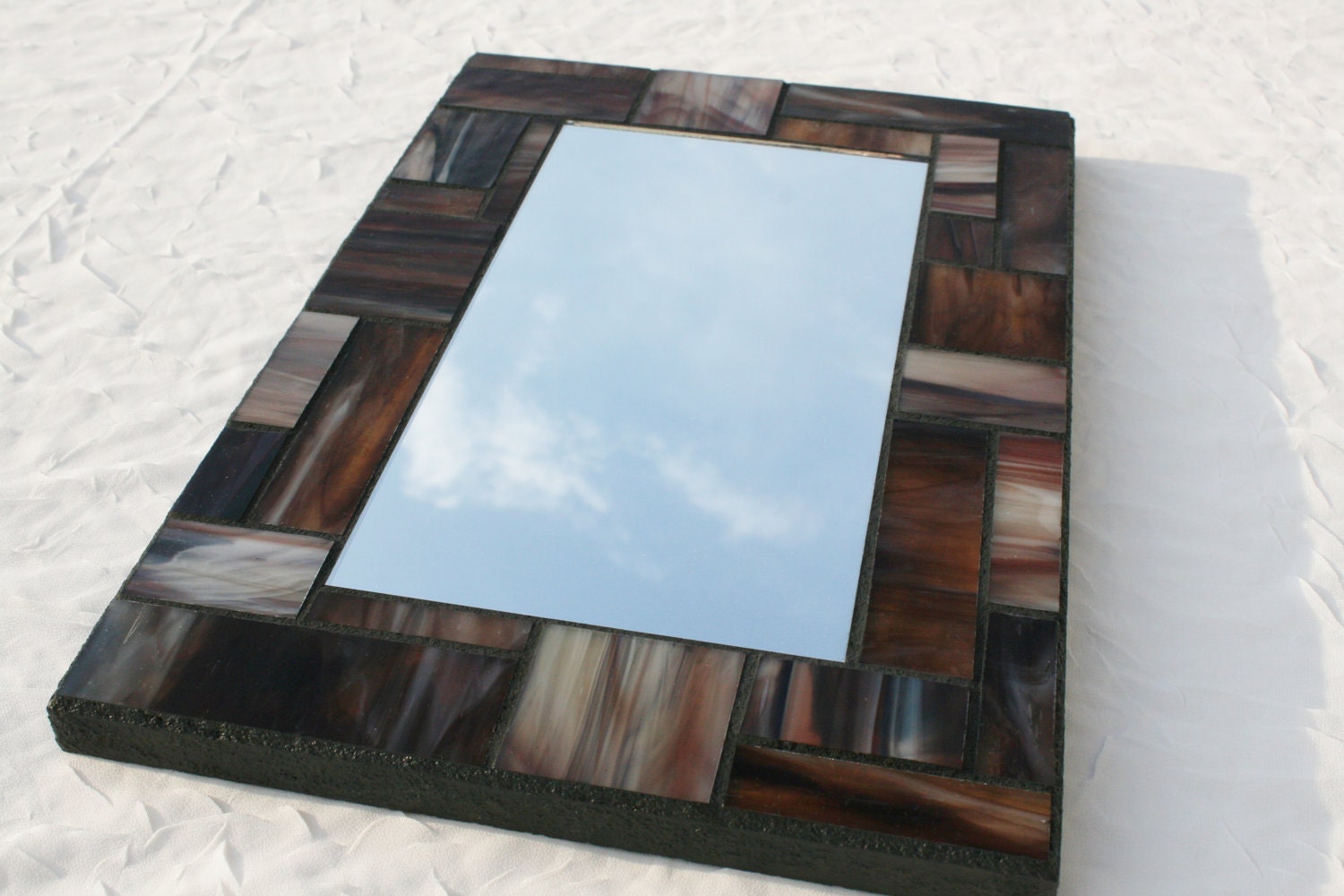 8" x 12" Brown Stained Glass Mosaic Mirror