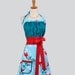 Cute Kitsch Apron / Custom Listing for Sophia Michael Millers Flora and Fauna Featuring Red Hummingbirds Turquoise Dots and Red Trims