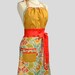 Cute Kitsch Apron / Retro to the Max in Colors of Mango Orange Soft Aqua and Gold Houndstooth a Knockout Retro Apron to Pin