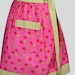 Womens Bib Full Apron , Full Handmade Kitchen Apron in Fuchsia and Sage Perfect for Personalization