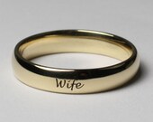 Personalized 4mm Engraved Comfort Fit Wedding Band in 14k Gold
