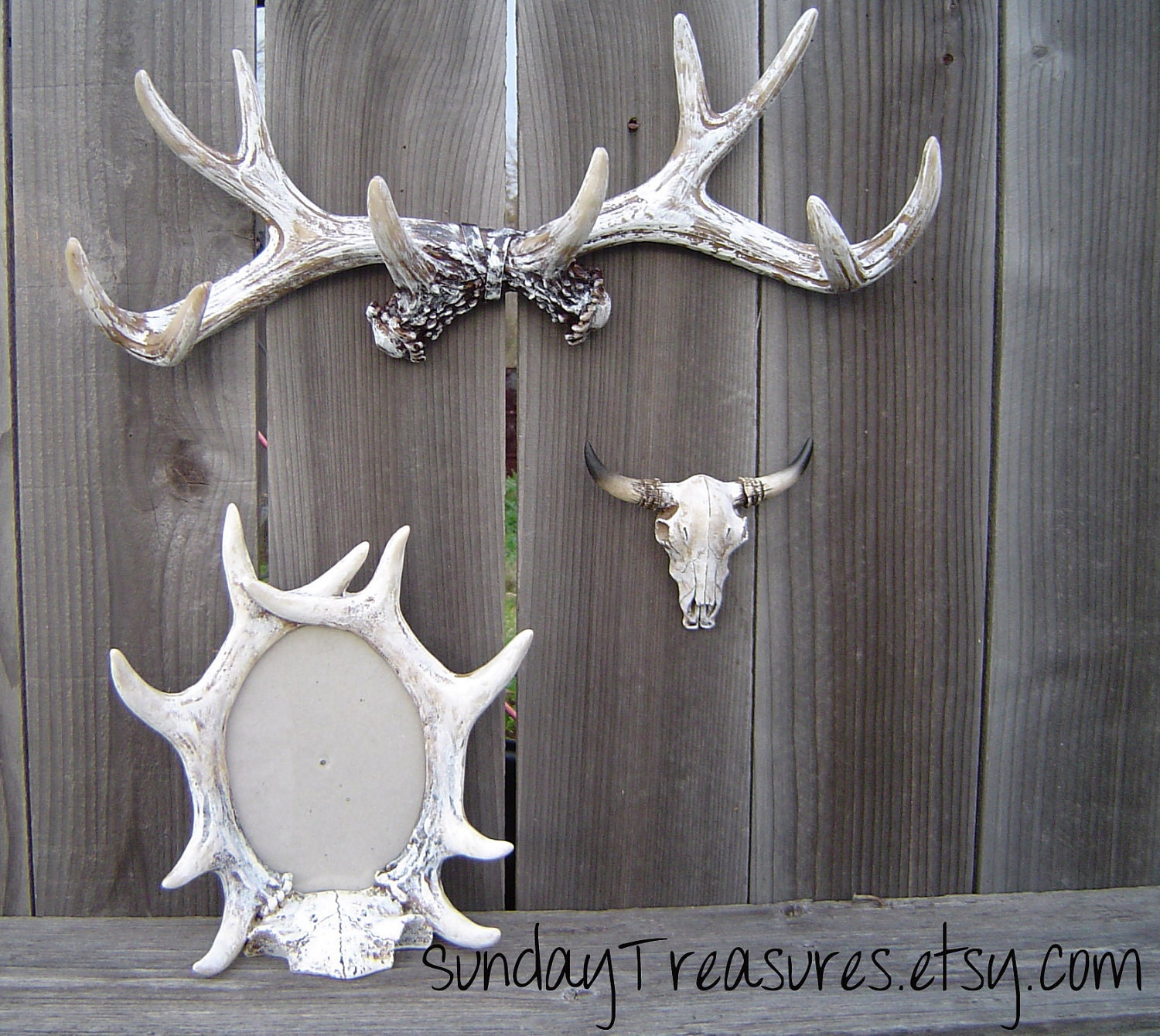 CLEARANCE SALE Metallic Silver Chrome / Faux / Deer Antlers Mount / Rustic Wall Decor. Faux Taxidermy Hook Rack.
