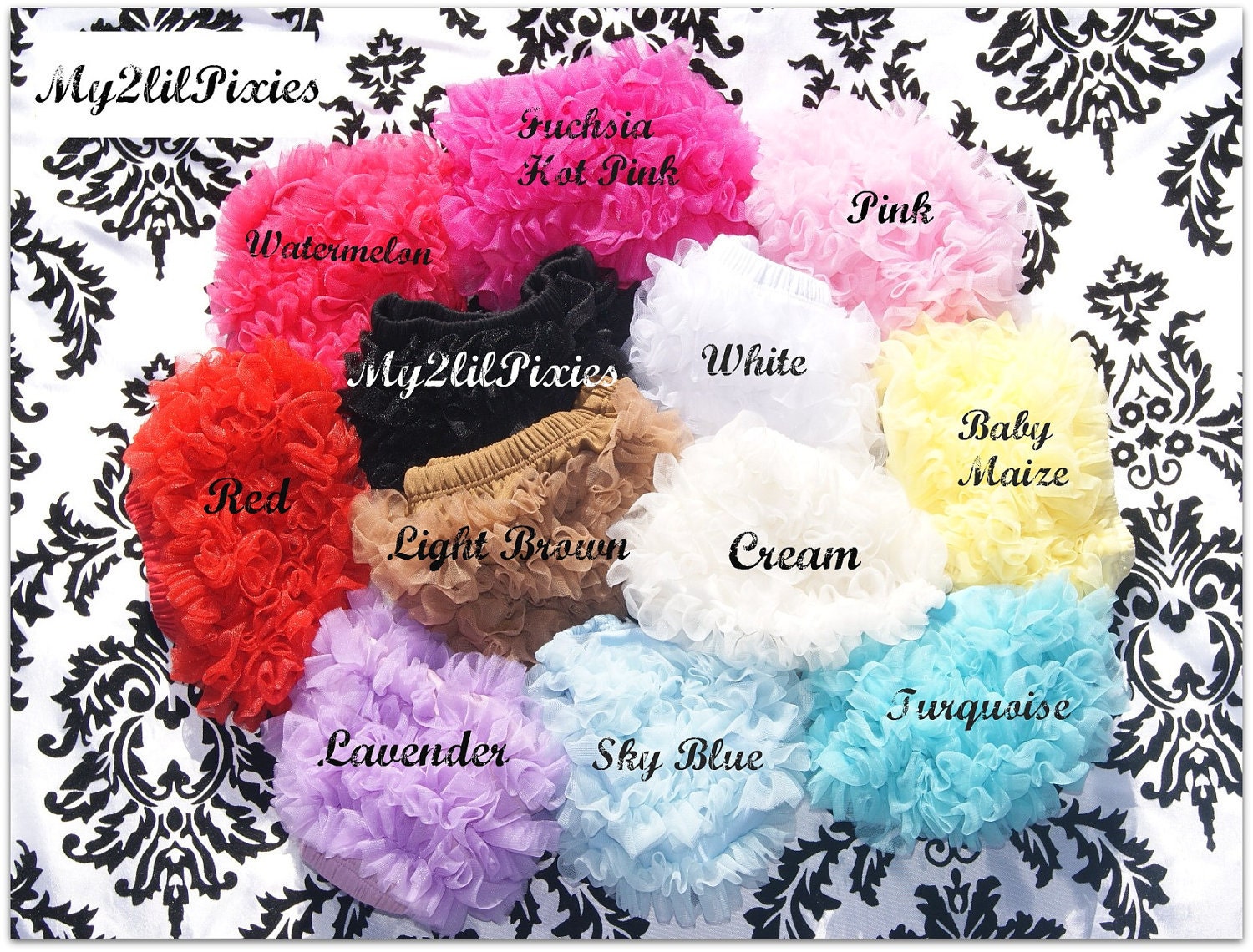 Ruffle Bum baby Bloomers- Chiffon Ruffle Bum Diaper Cover -photo prop- 20 great colors to choose from- Ready To ship