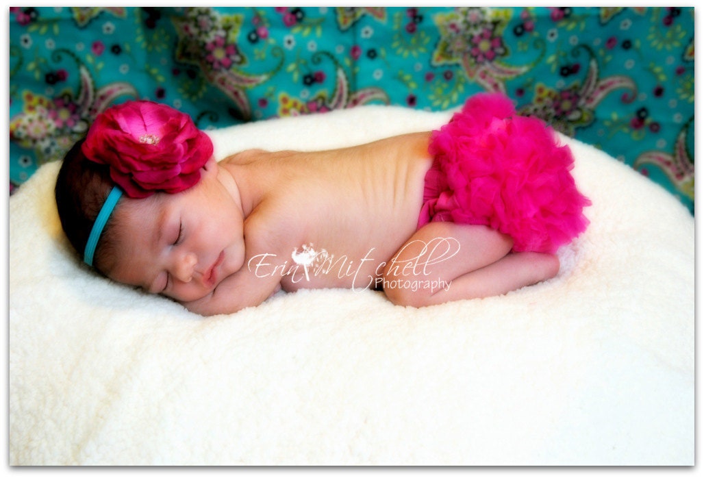 PERFECT Photo Prop SET-  Turquoise BLOOMER You pick your Size and Matching Photo Prop Headband-MY2Lilpixies
