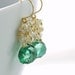 Forest Green Quartz Earrings in 14k Gold Fill, Gemstone Clusters White Topaz Pearl, aubepine