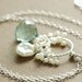 Teal Quartz and Pearl Necklace Sterling Silver, Gemstone Seed Pearl Pendant Necklace Handmade, aubepine